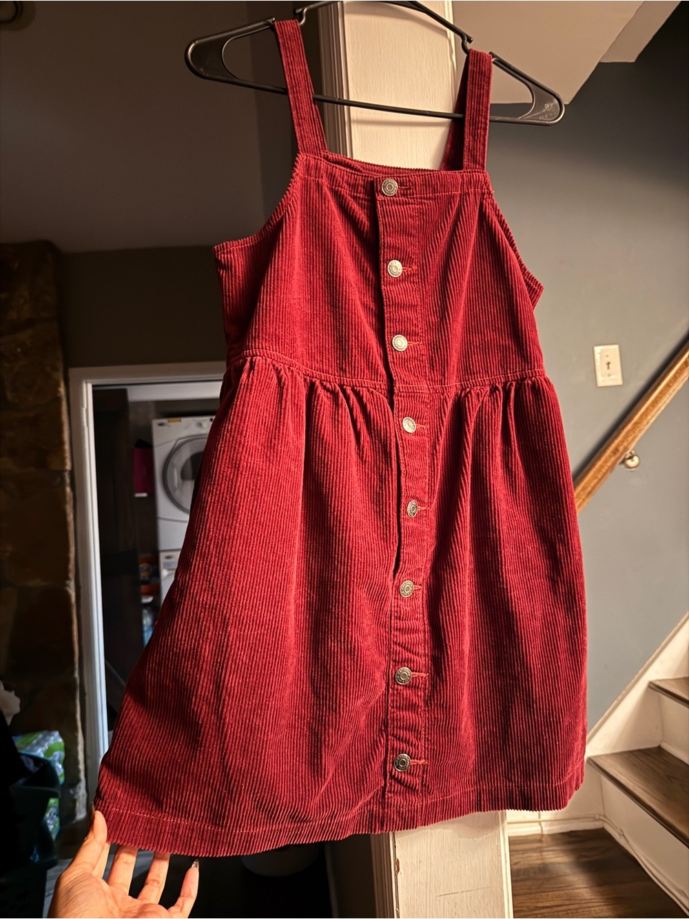 Cat & Jack Girls XL 14 Burgundy Corduroy Button Front Jumper Dress